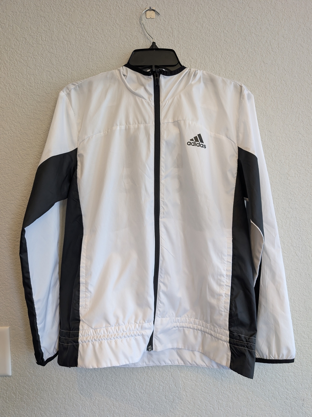 Adidas Men’s Sz S White & Black Lightweight Windbreaker Jacket